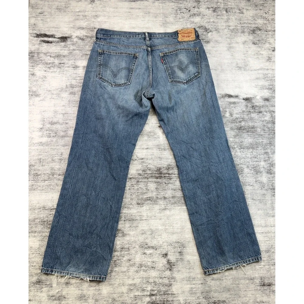 Levis‎ 559 Relaxed Straight Mens Jeans 34x30 Medium Wash Distressed Blue Denim